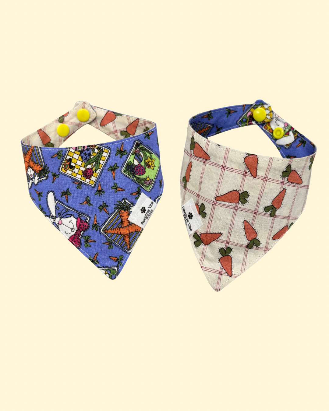 Vintage Bunny Carrot Cat Snap Bandana