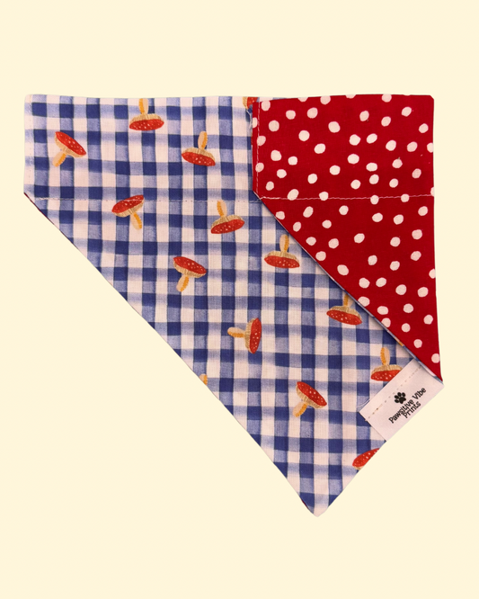 Gingham Mushroom Dog Bandana