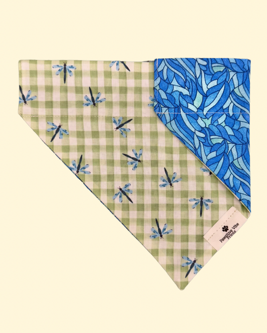 Gingham Dragonfly Dog Bandana