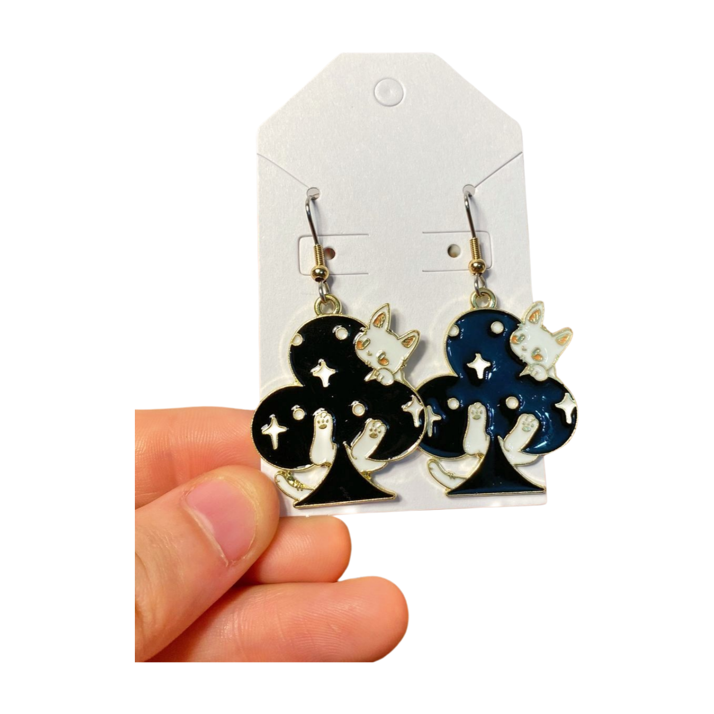 Card Faces Cat Earrings