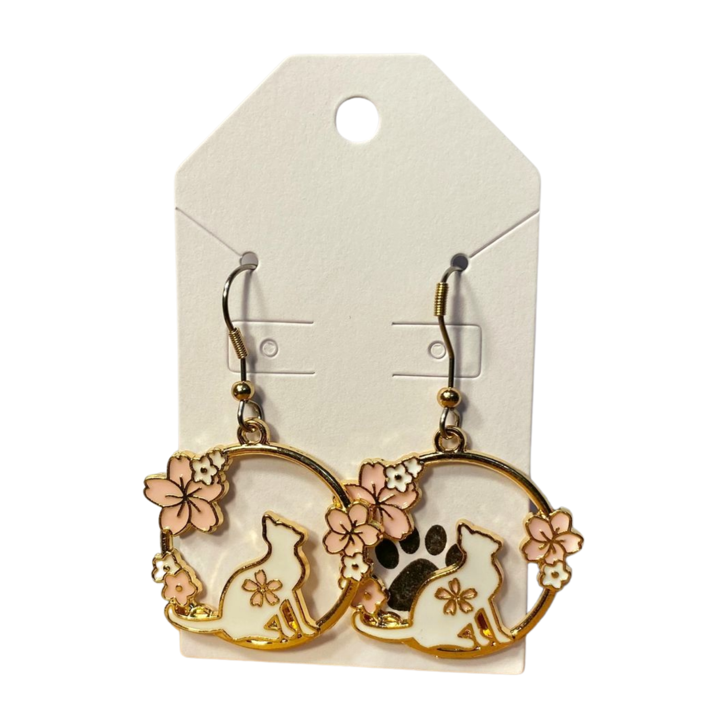 Cherry Blossom Cat Earrings