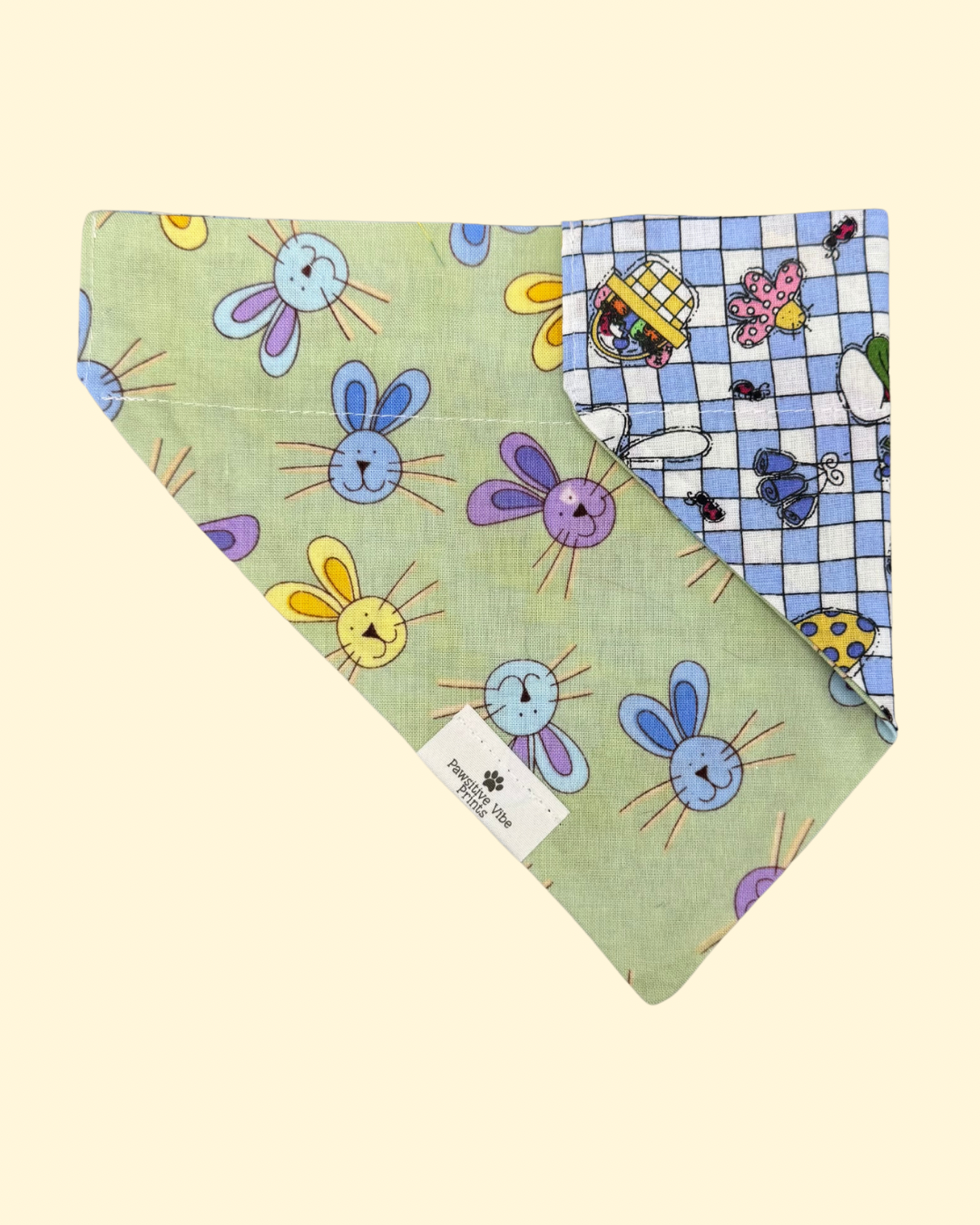 Vintage Bunny Checkered Dog Bandana