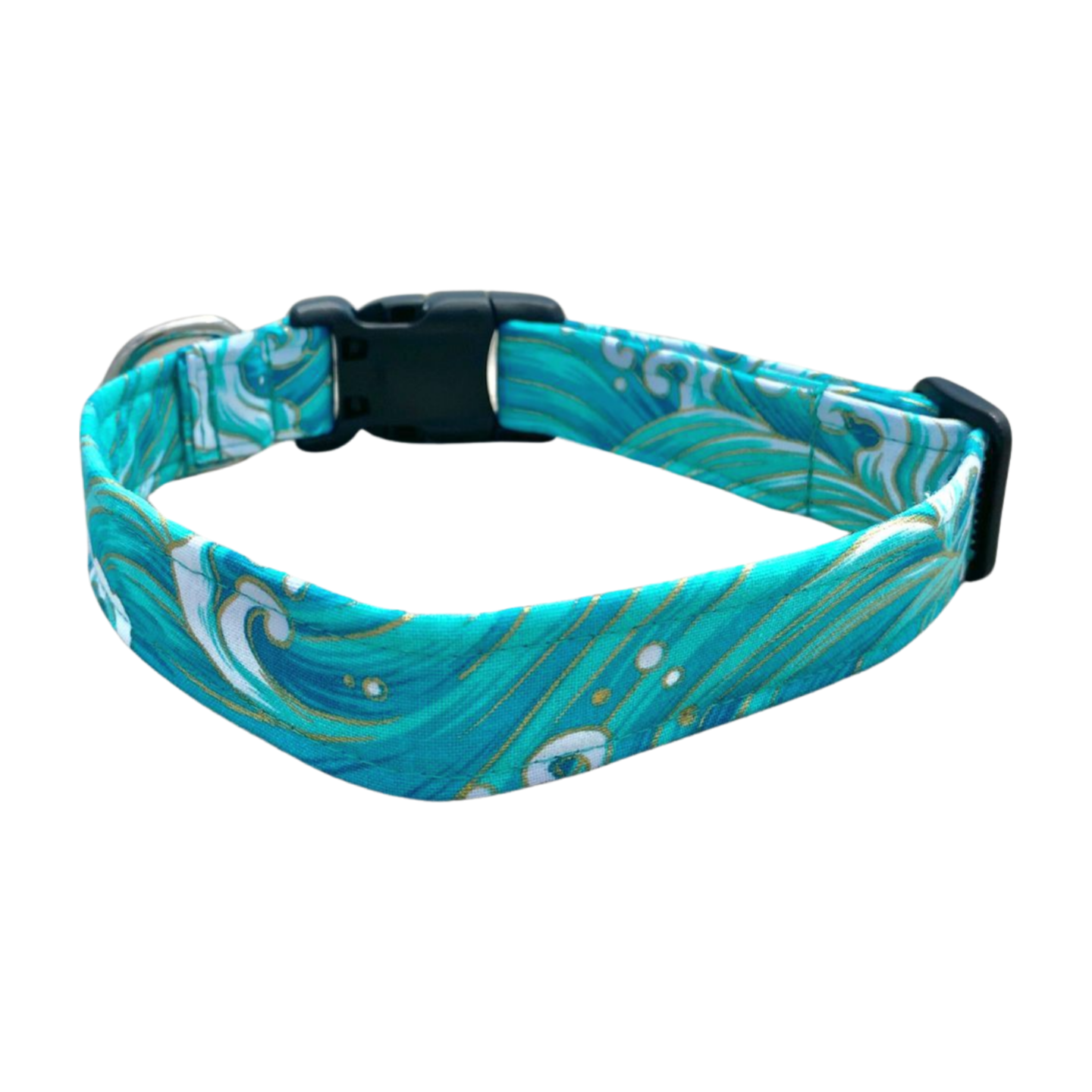 Teal Ocean Wave Buckle Dog Collar