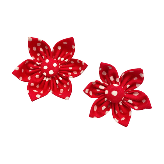 Red Polka Dot Collar Flower