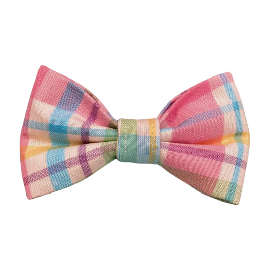 Pink Plaid Bow Tie