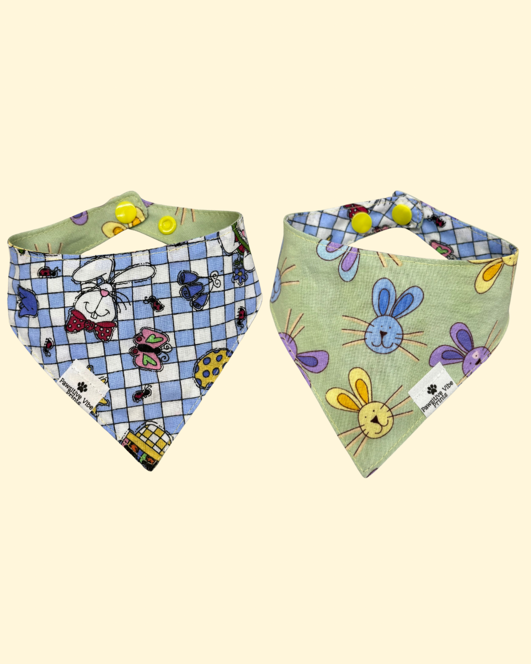 Vintage Bunny Checkered Cat Snap Bandana
