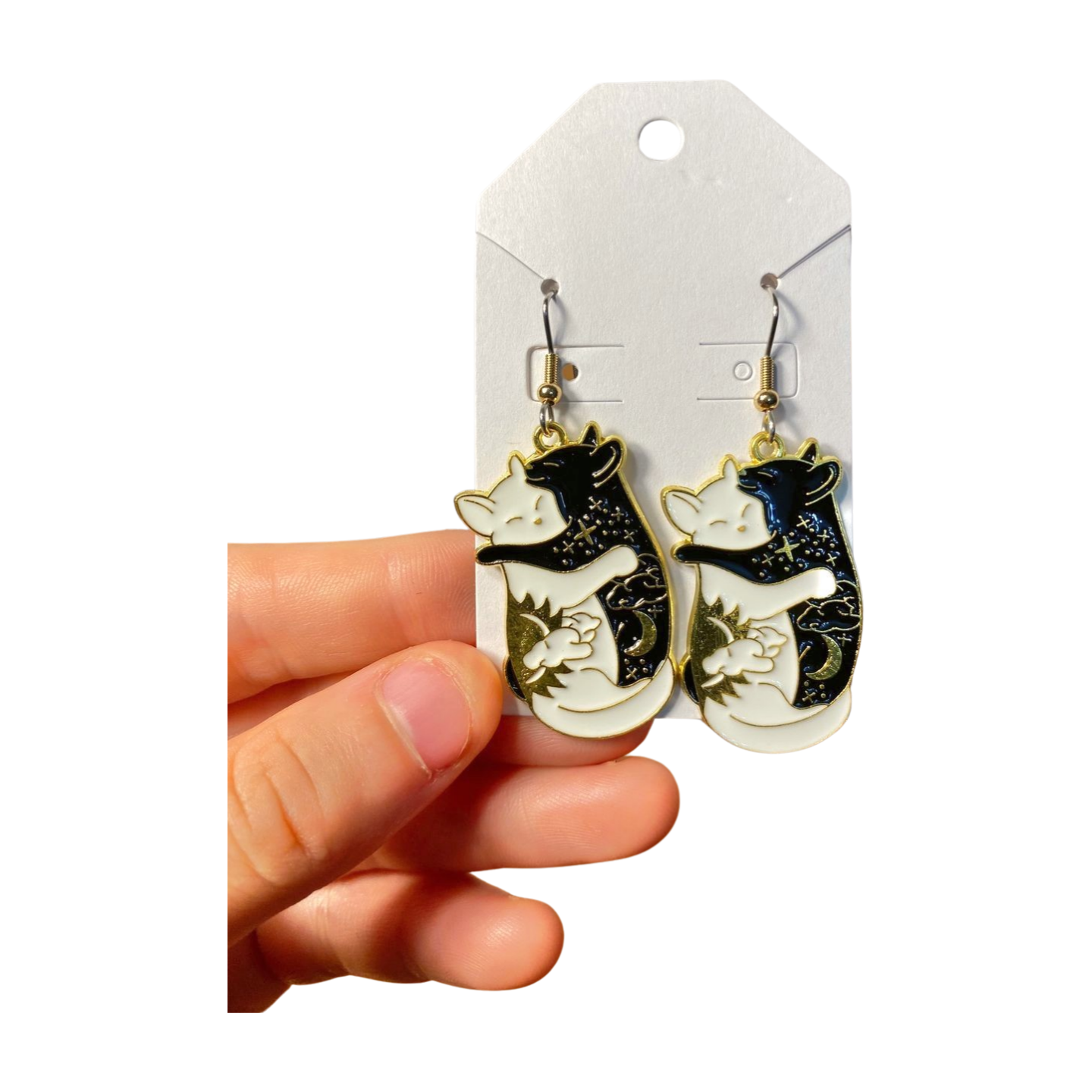 Ying Yang Kitty Earrings