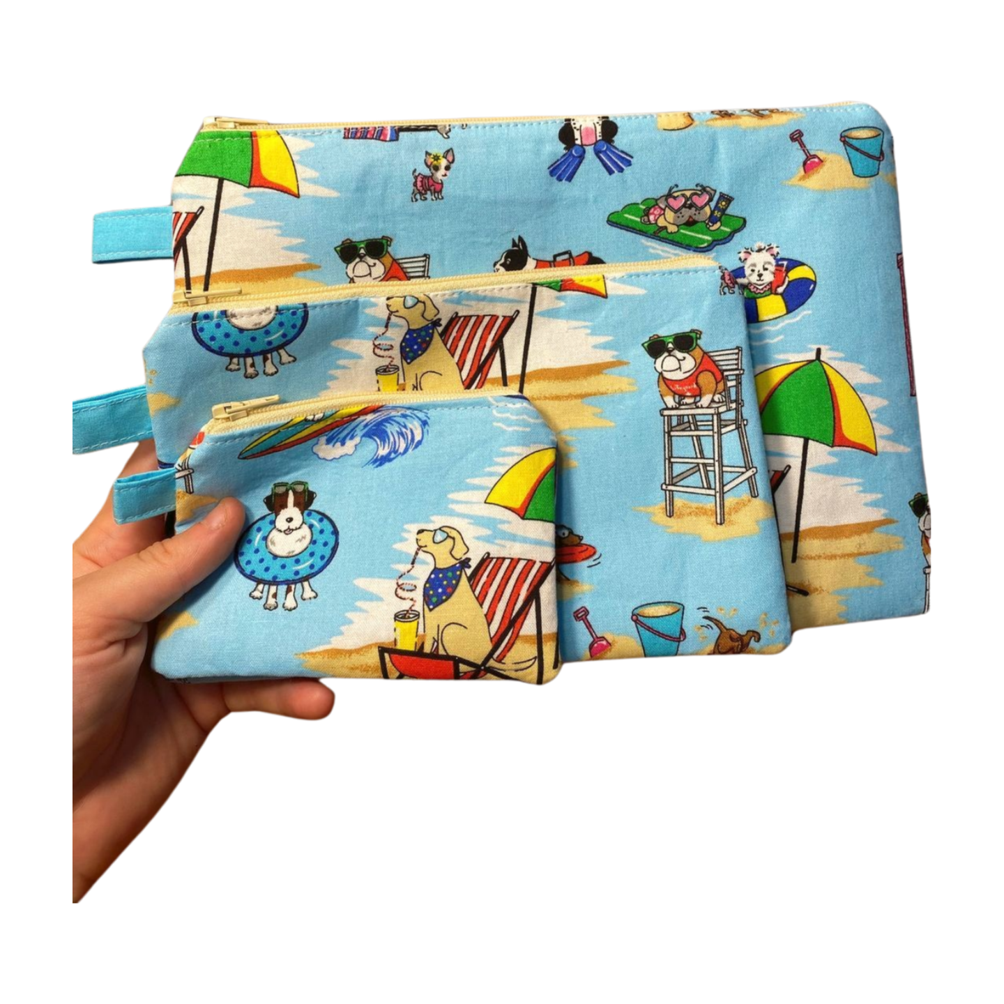 Dogs At The Beach Zipper Pouches