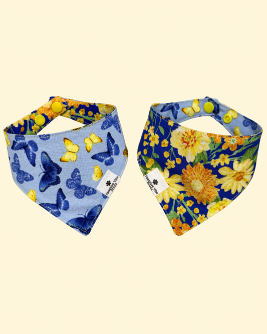 Blue Butterfly Cat Snap Bandana