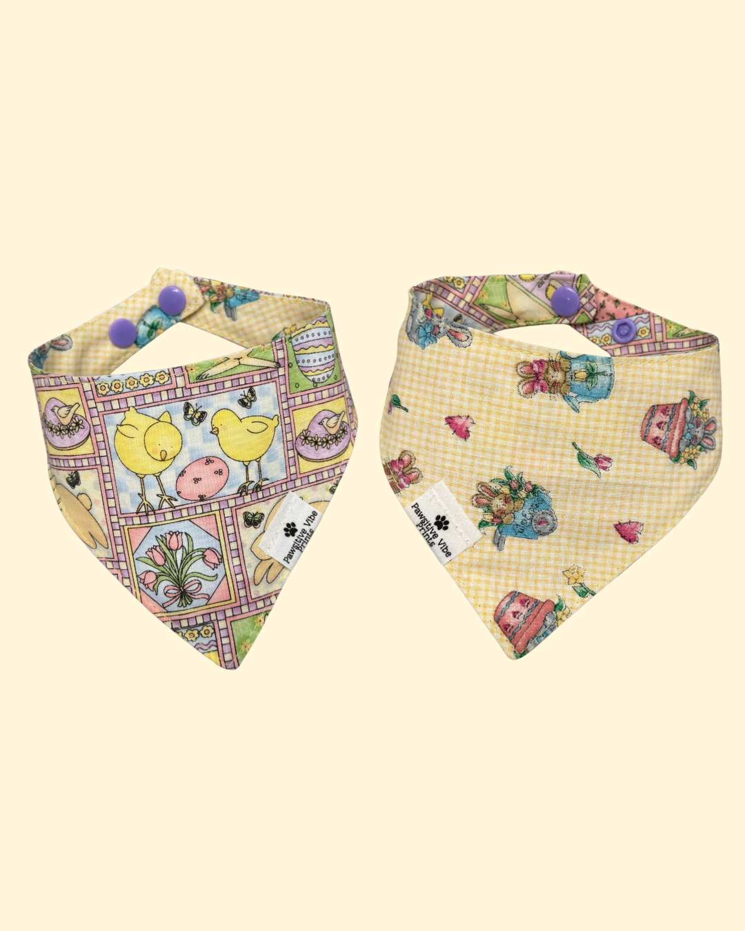 Vintage Cutesy Easter Cat Snap Bandana