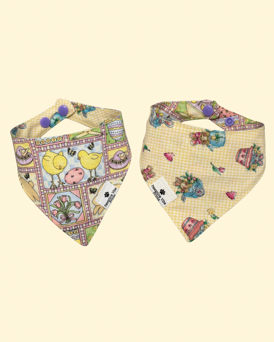 Vintage Cutesy Easter Cat Snap Bandana
