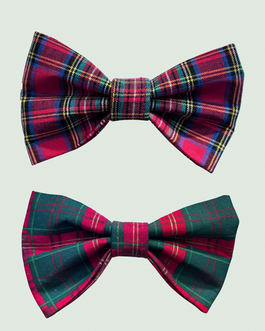 Traditional Christmas Plaid Pet Bow Tie