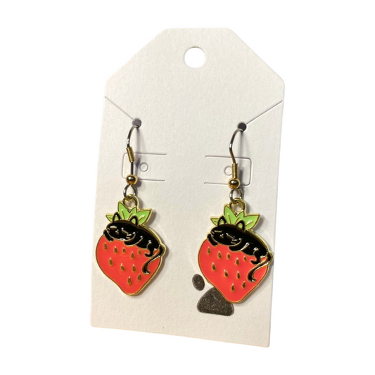 Strawberry Cat Earrings