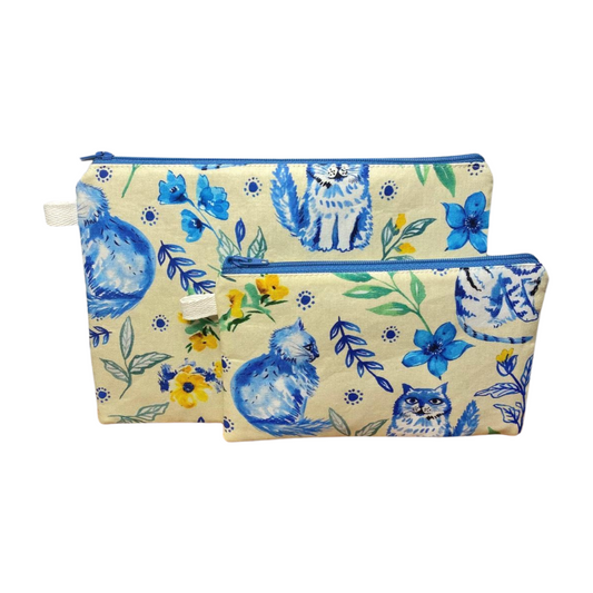 Floral Cats Zipper Pouches