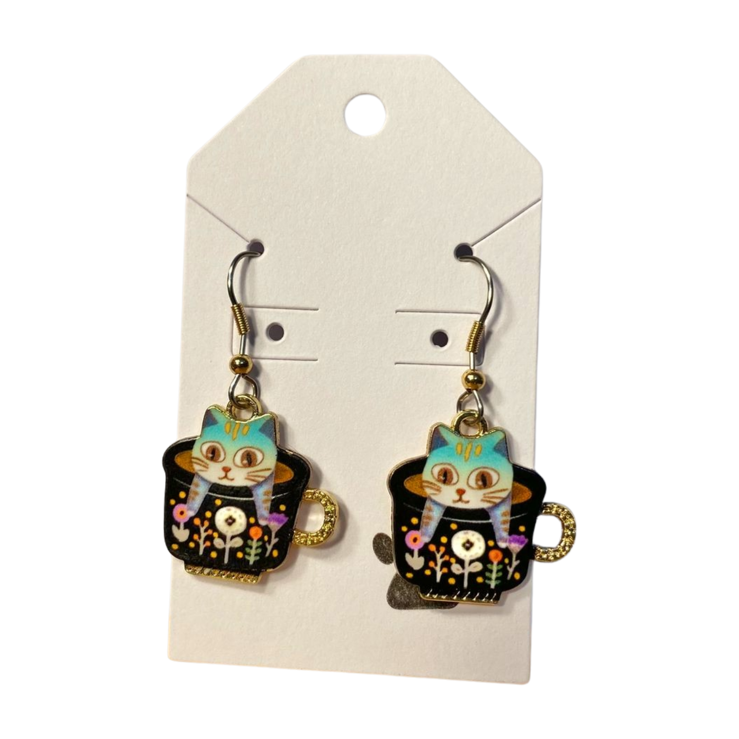 Cat in Coffee Earrings