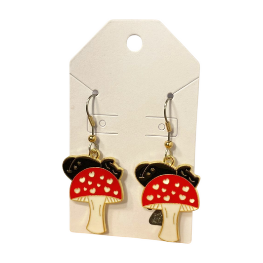 Mushroom Cat Earrings