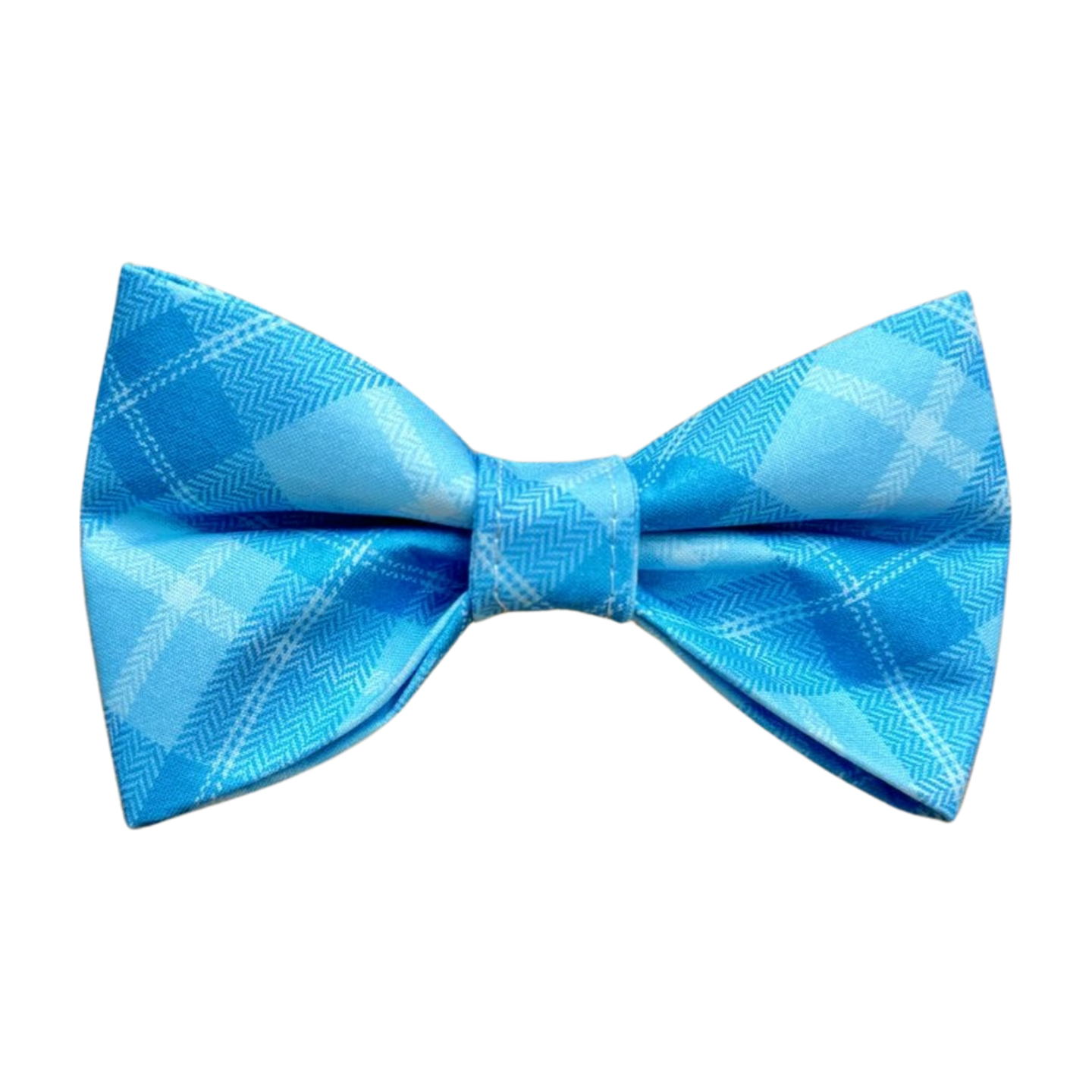 Light Blue Plaid Bow Tie