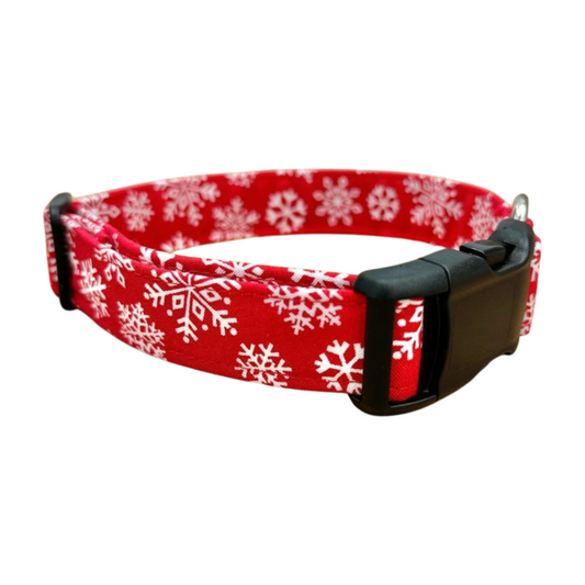 Red Snowflake Dog Collar