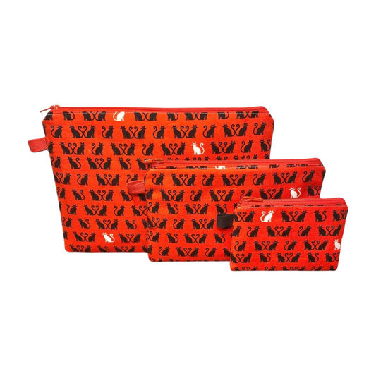 Red Cat Zipper Pouches