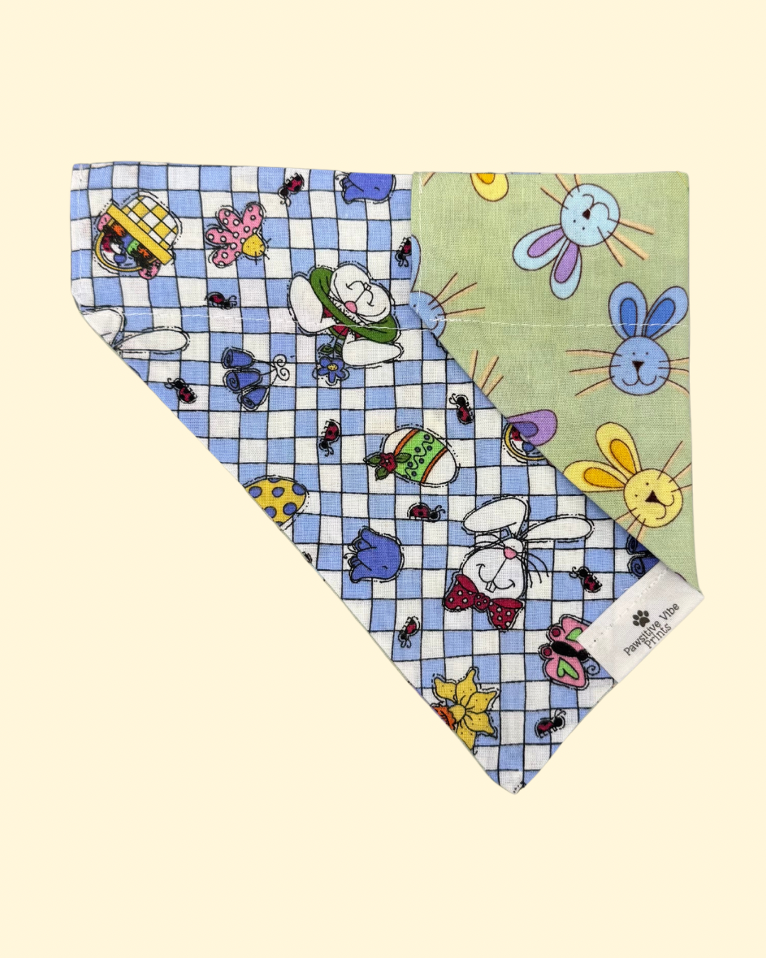 Vintage Bunny Checkered Dog Bandana