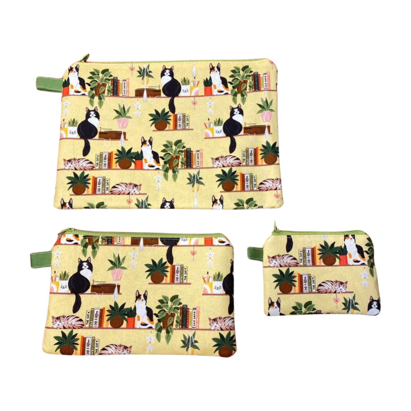 Houseplant Book Cat Zipper Pouches