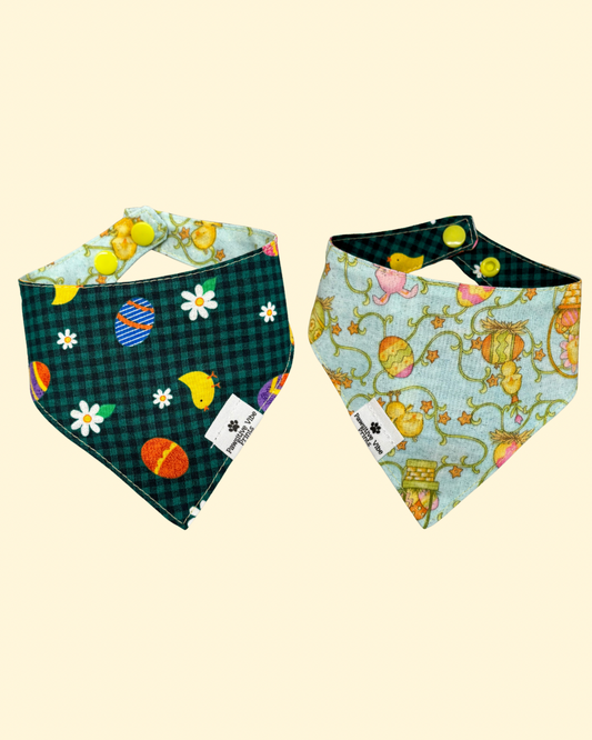 Vintage Easter Gingham Cat Snap Bandana