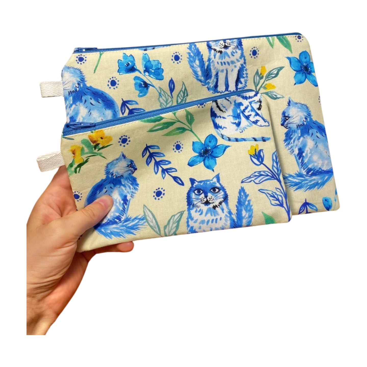 Floral Cats Zipper Pouches