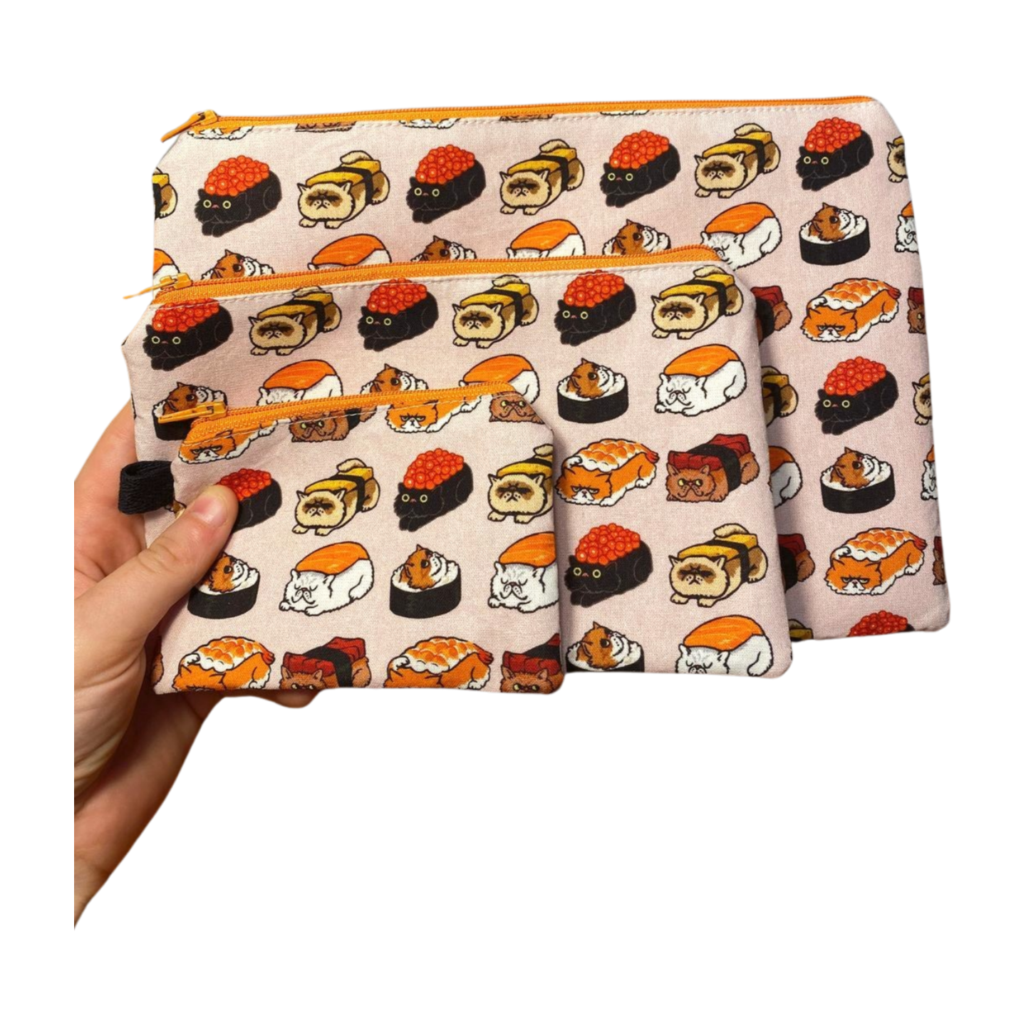 Sushi Cat Zipper Pouches