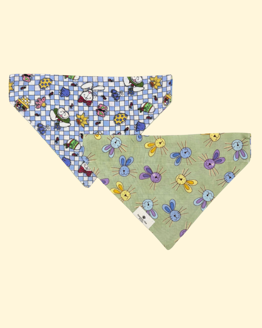Vintage Bunny Checkered Dog Bandana