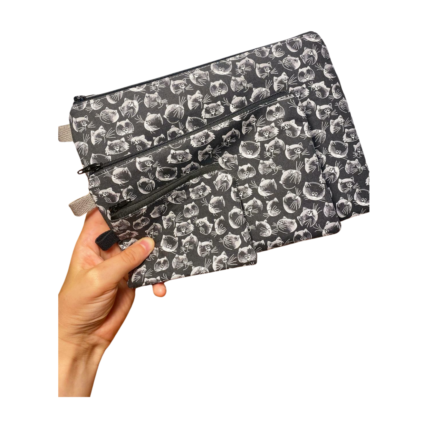 Grey Cat Zipper Pouches