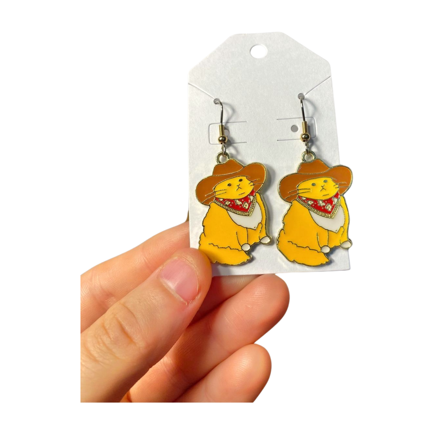 Chubby Cowboy Cat Earrings