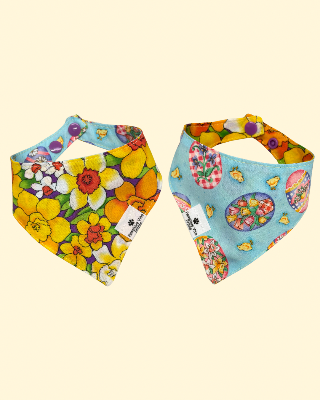 Vintage Easter Daffodils Cat Snap Bandana