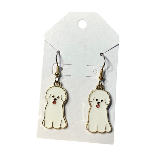 Bichon Dog Earrings