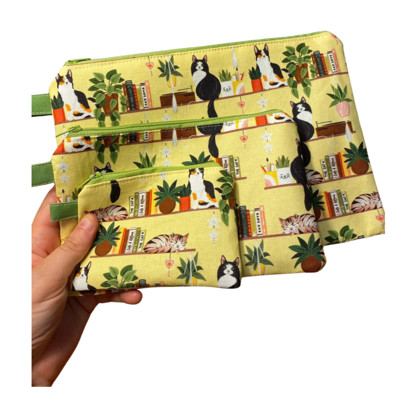 Houseplant Book Cat Zipper Pouches