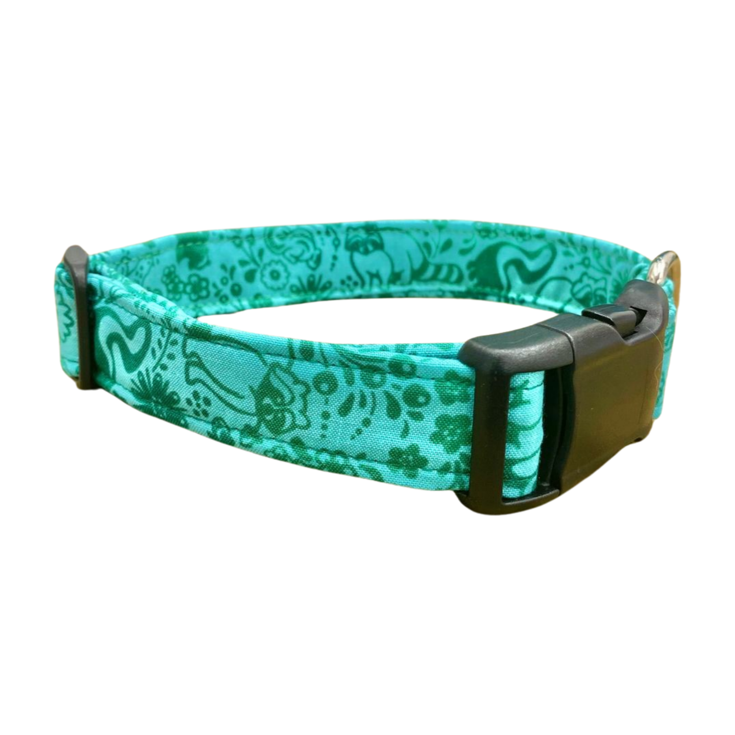 Teal and Green Wildlife Dog Collar