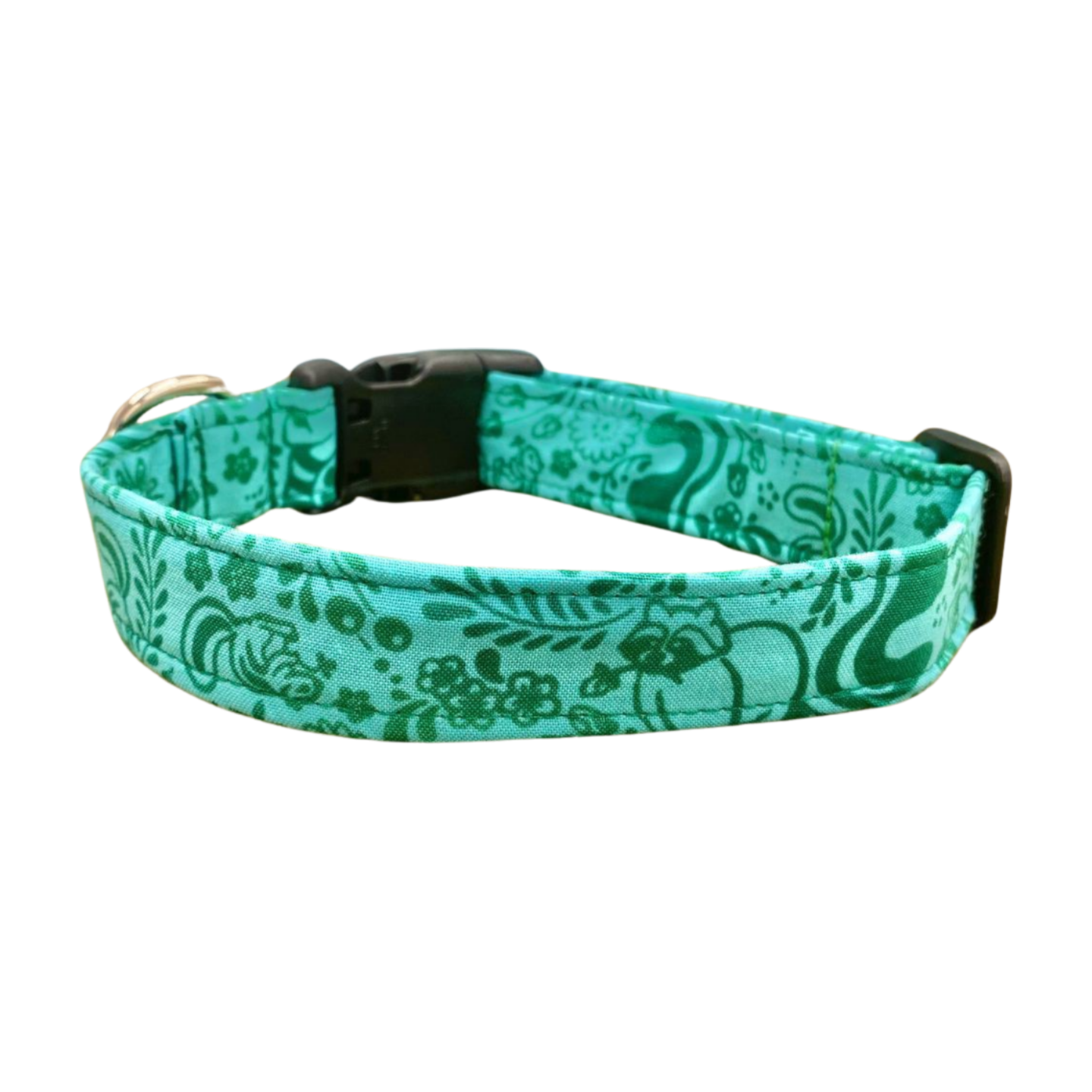 Teal and Green Wildlife Dog Collar